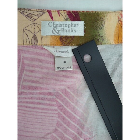 Vintage Christopher & Banks Women Sz 10 Button Wrap Skirt Knee Length Stretch - Picture 9 of 12
